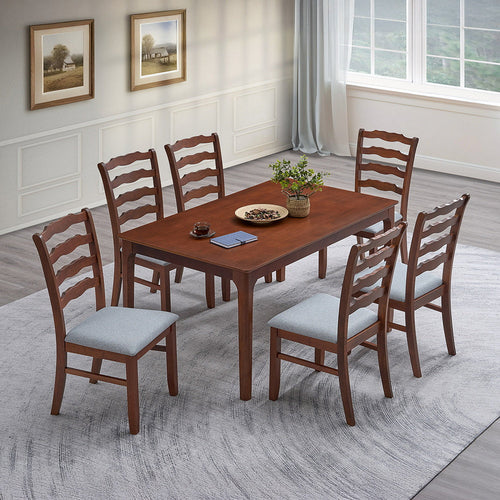 ACTU Farmhouse Dining Table Set with Upholstered Chairs for 4–6 ACTU FURNITURE