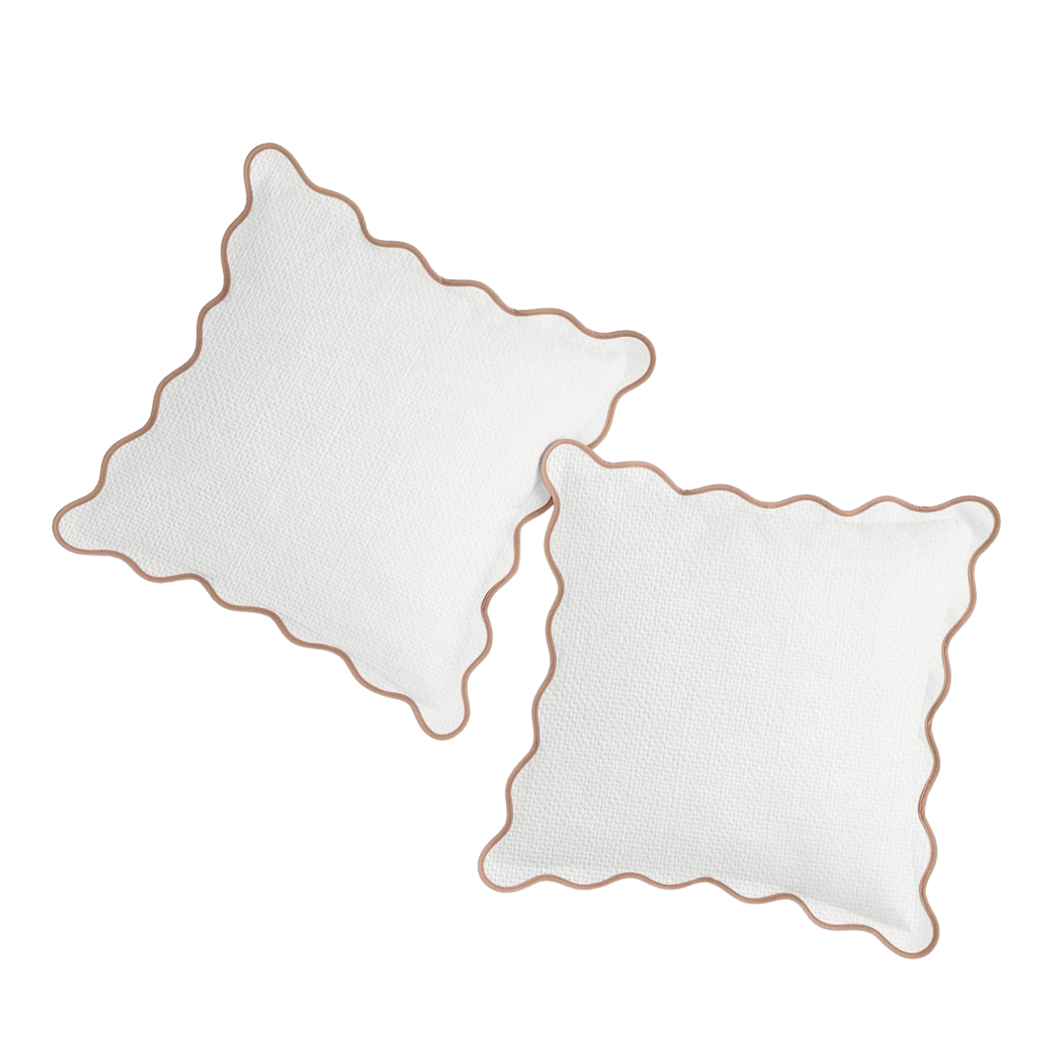 White Scalloped Tan Edge Pillow - 18" x 18" Shop Fête