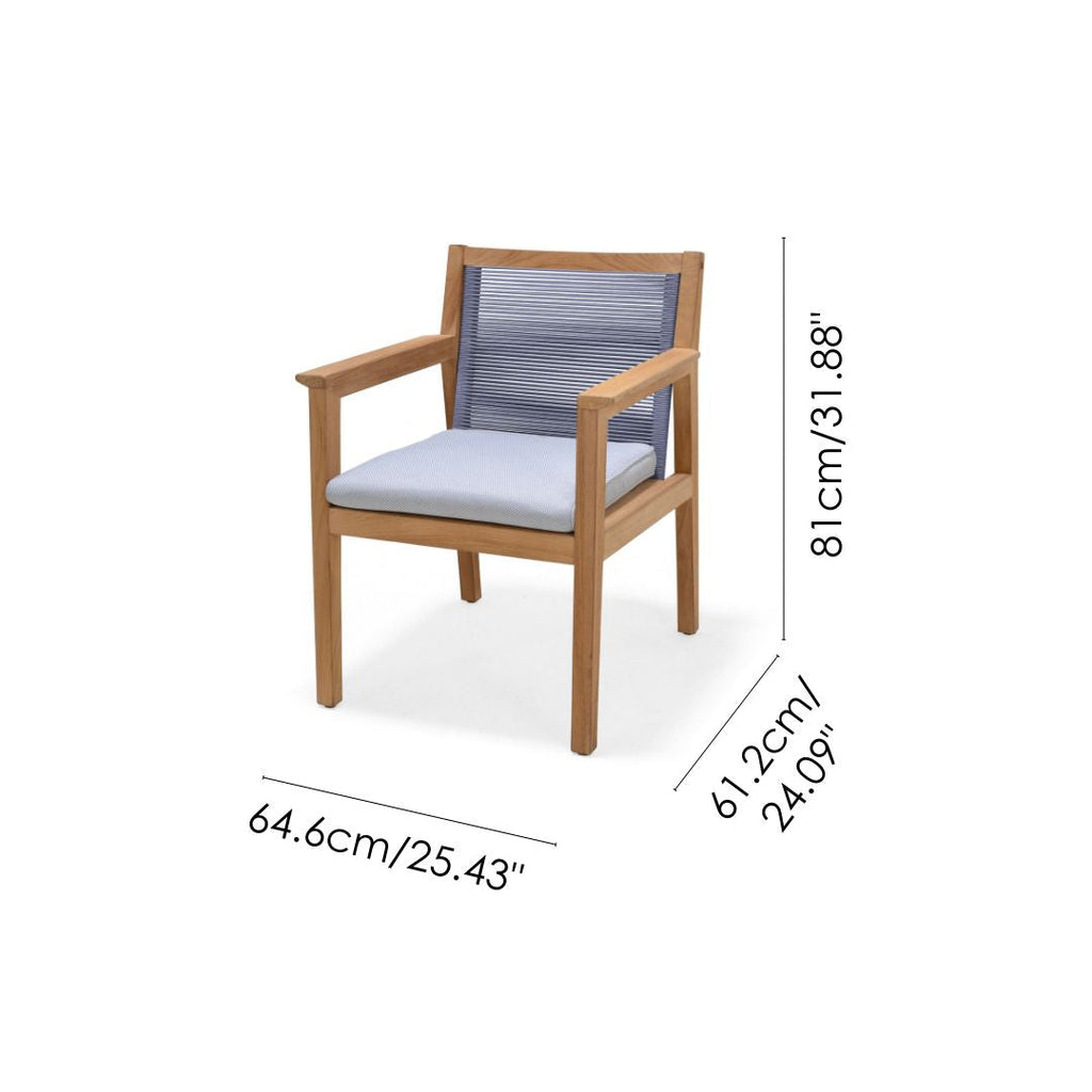 Agate Teak and Rope Armchair Blue LifestyleGarden US