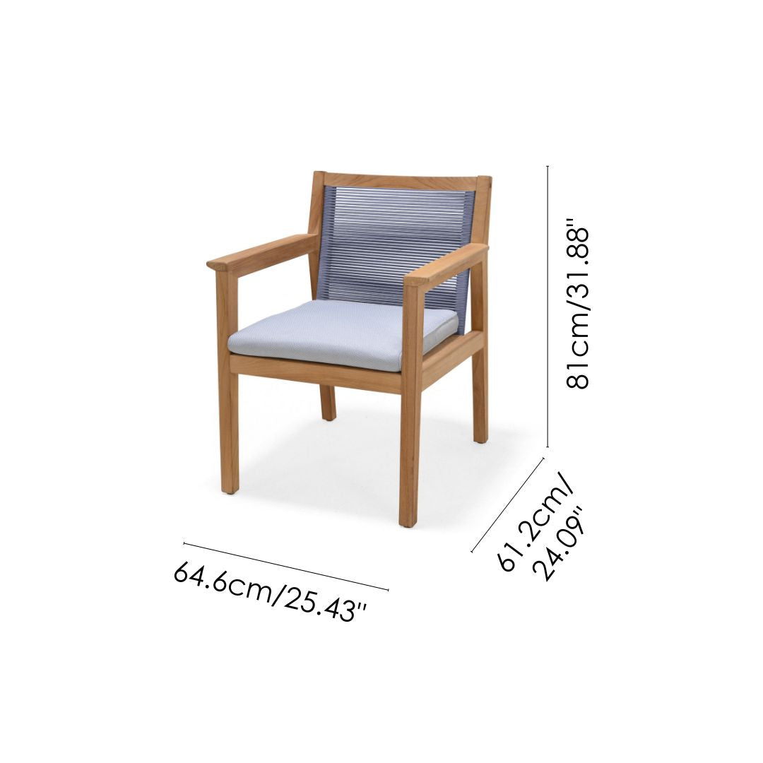 Agate Teak and Rope Armchair Blue LifestyleGarden US