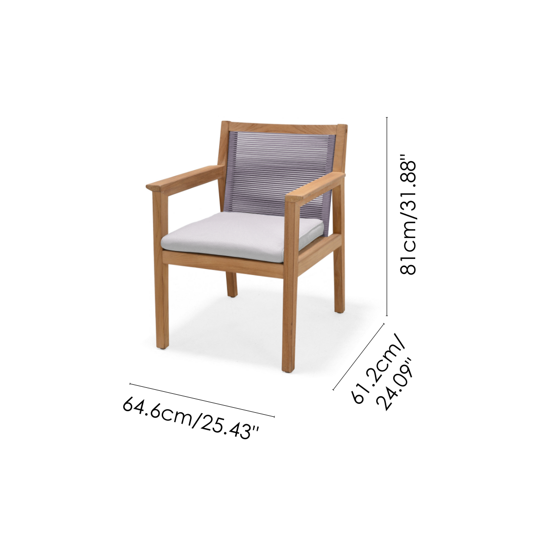 Agate Teak and Rope Armchair Taupe LifestyleGarden US