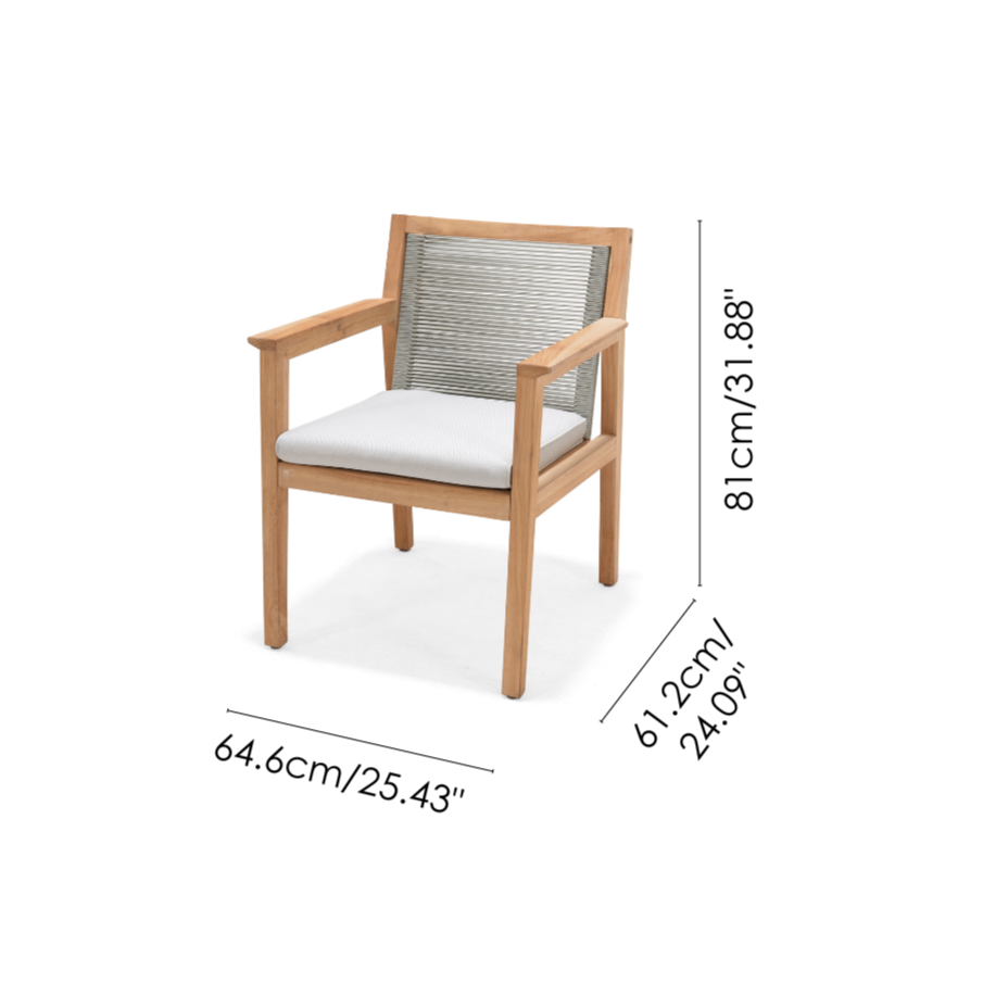Agate Teak and Rope Armchair Green LifestyleGarden US