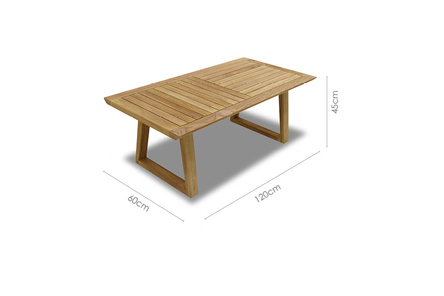 Agate Rectangular Teak Coffee Table LifestyleGarden US