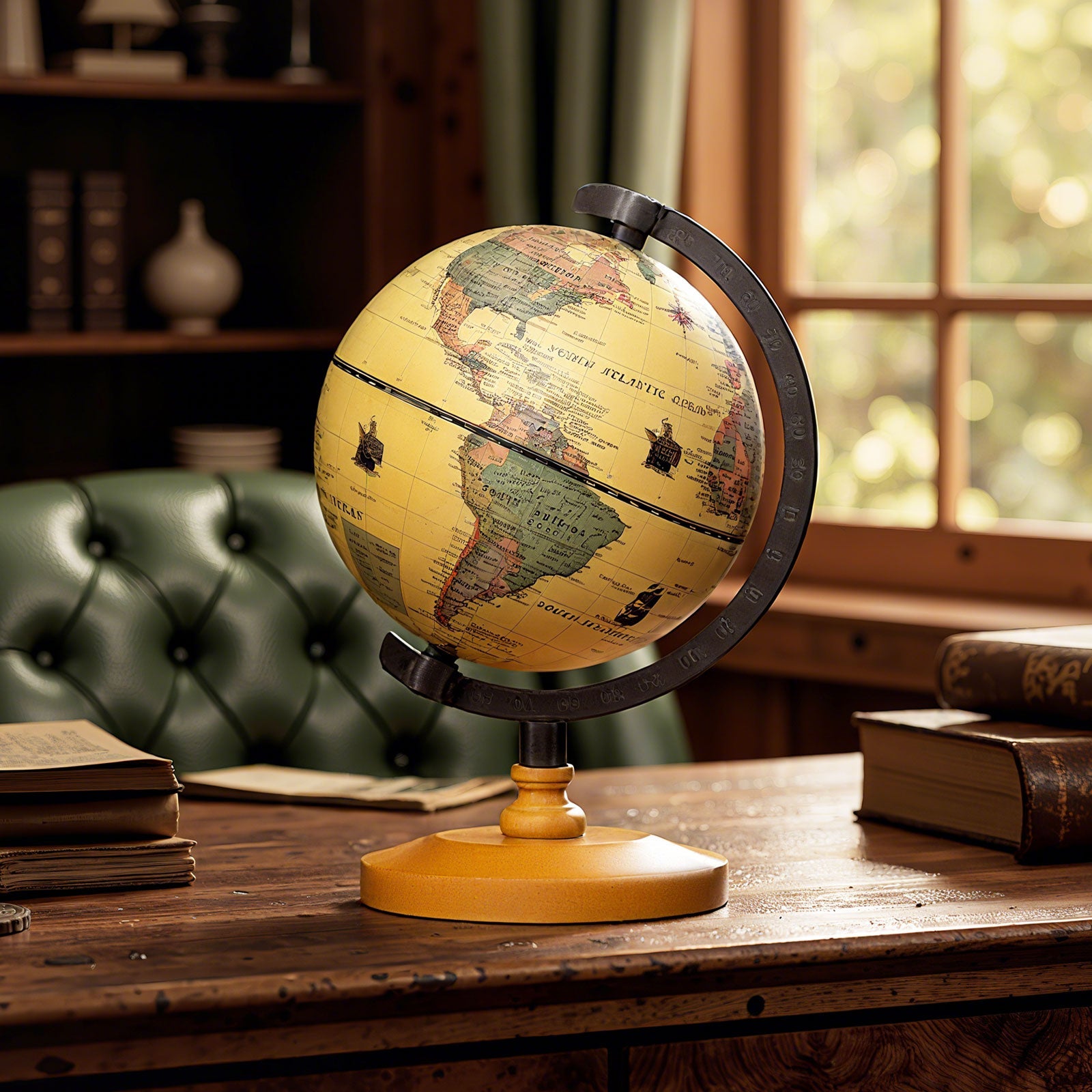 Antique Globe Dia 5.5 Inch Mini Rotating World Globe with Wooden Base-Brozen DirectDeals