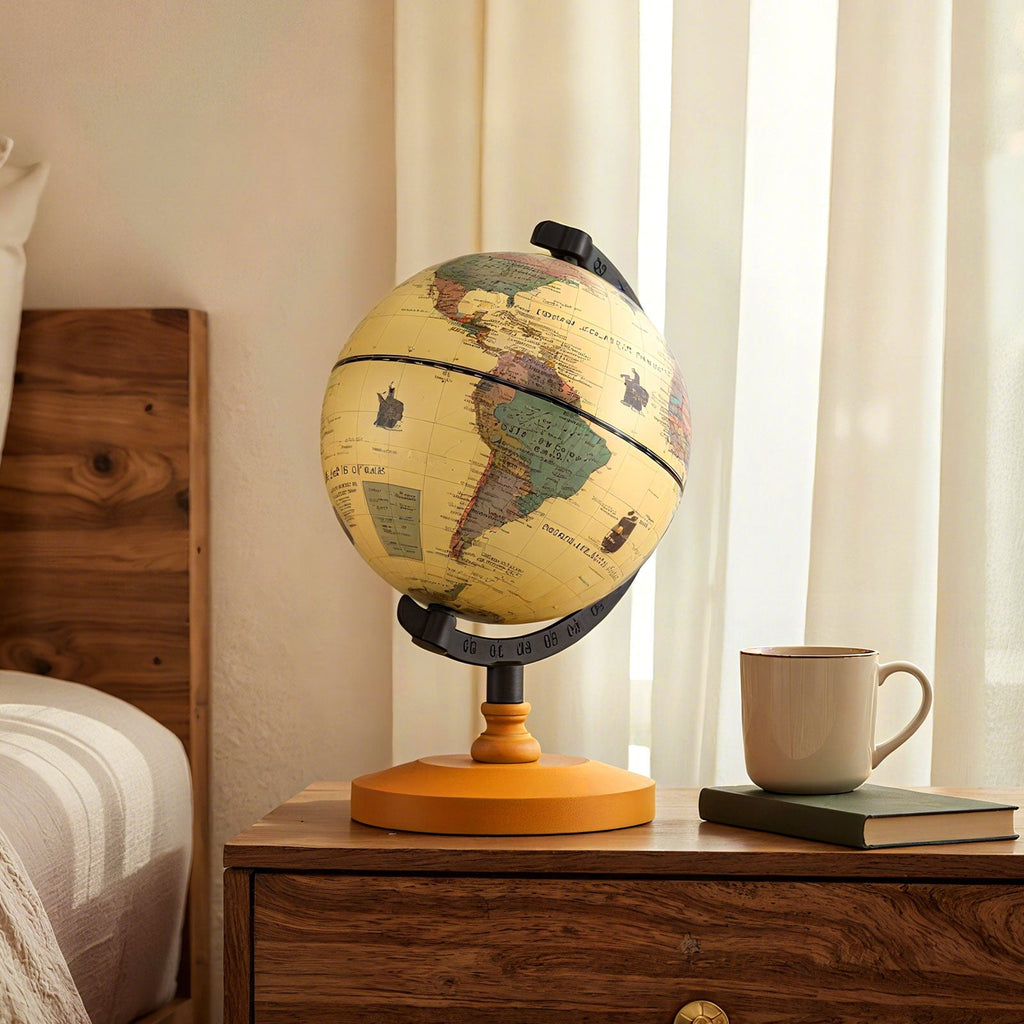 Antique Globe Dia 5.5 Inch Mini Rotating World Globe with Wooden Base-Brozen DirectDeals