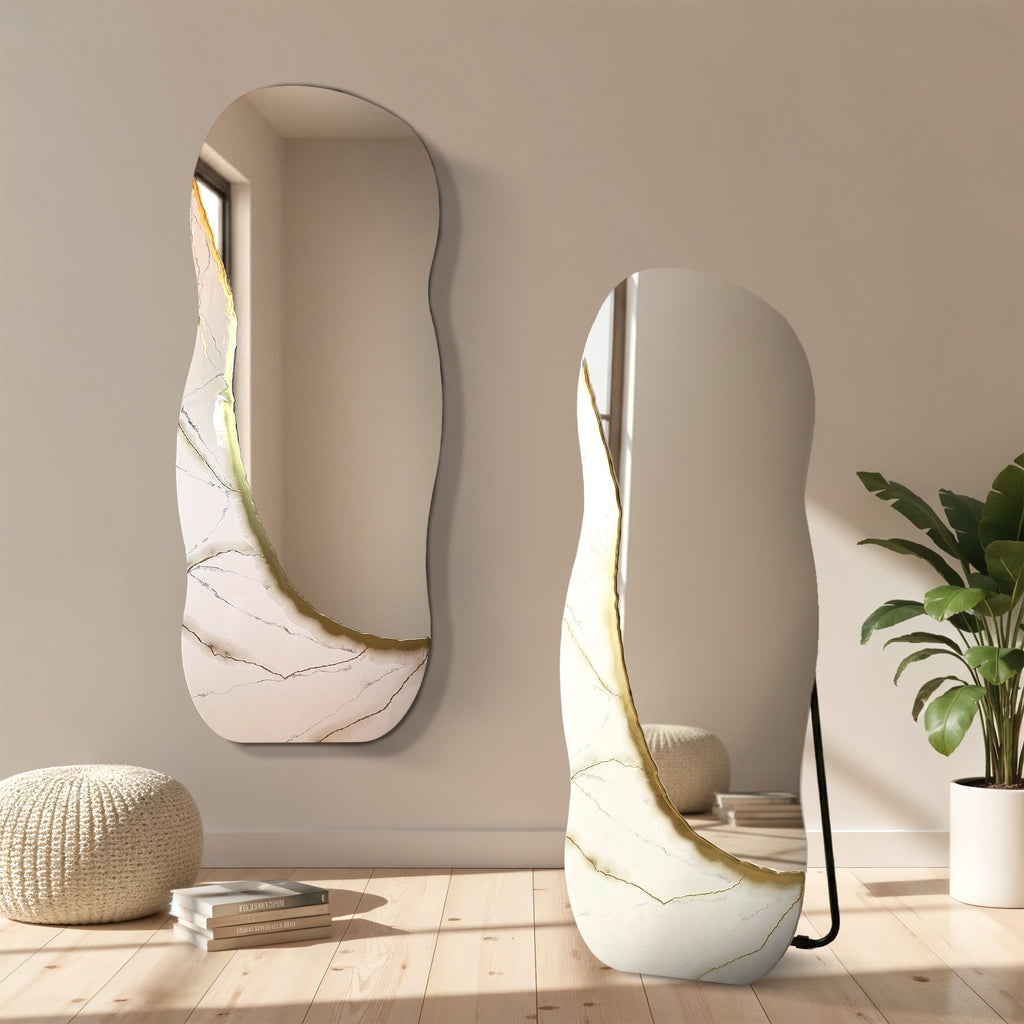 Ivory Vein – Freestanding Irregular White Marble Wall Décor Tatiana & Glen