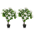 Artificial Hydrangea Tree Fake Floral Plant with 11 White Flowers-White DirectDeals