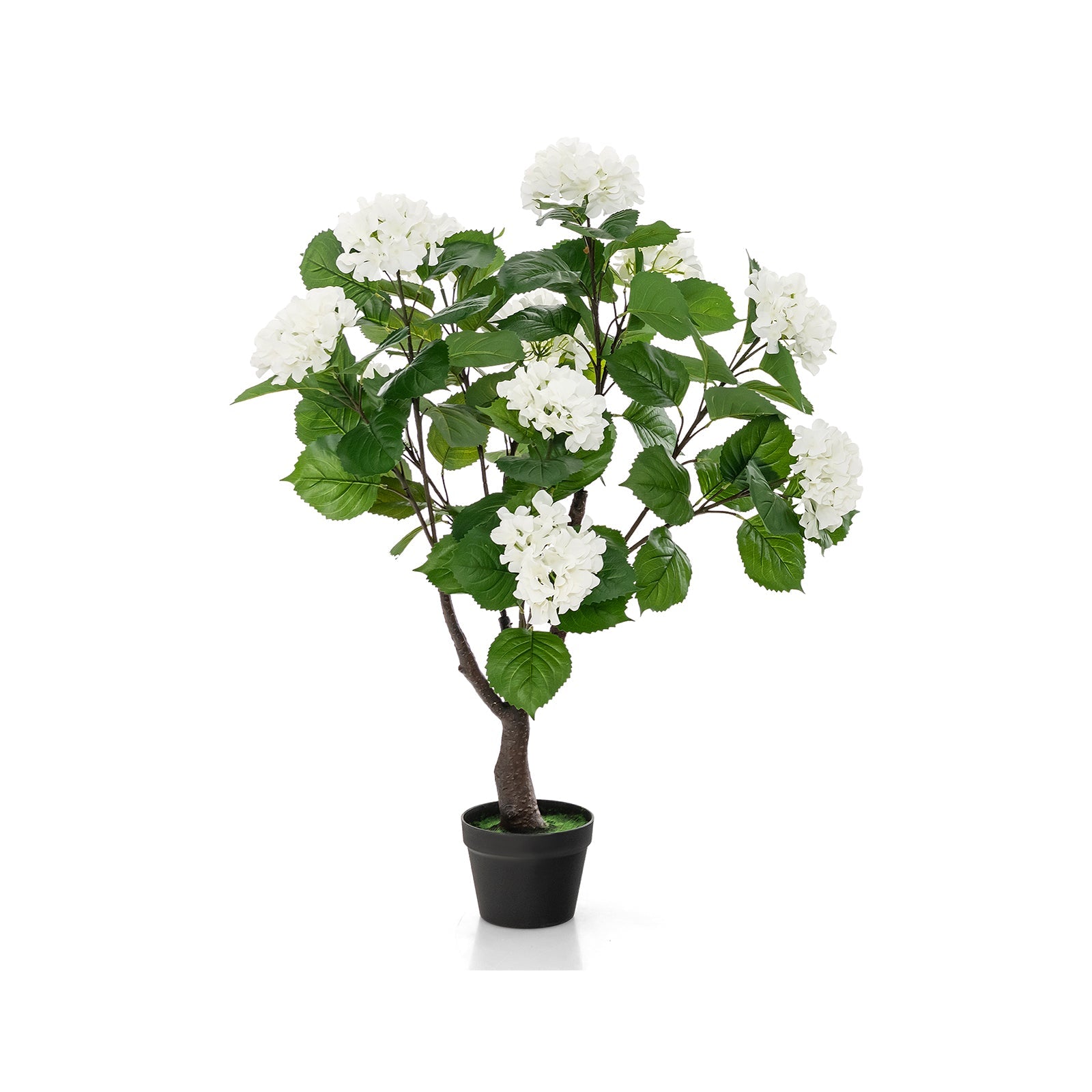 Artificial Hydrangea Tree Fake Floral Plant with 11 White Flowers-White DirectDeals