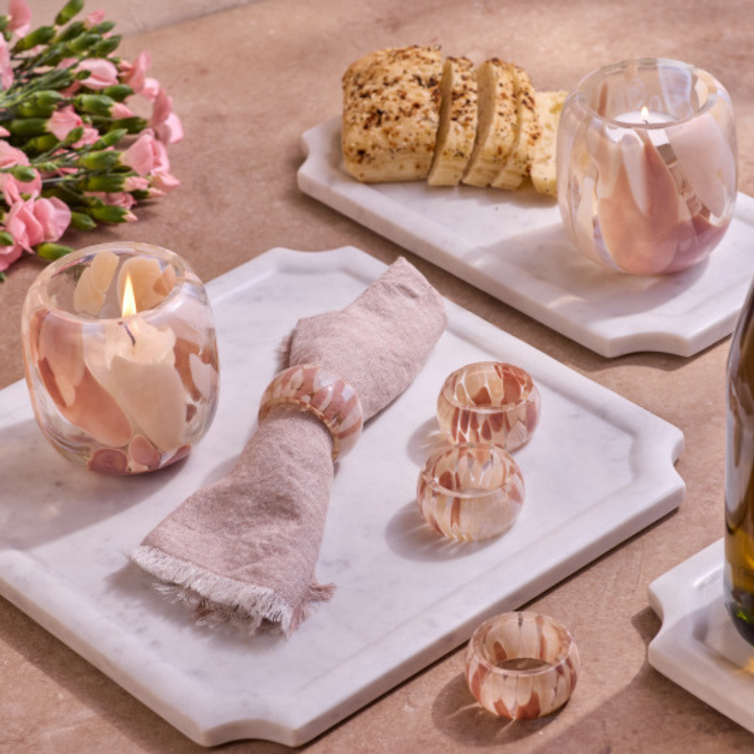 Juna Glass Napkin Rings - Set of 4 Tea + Linen