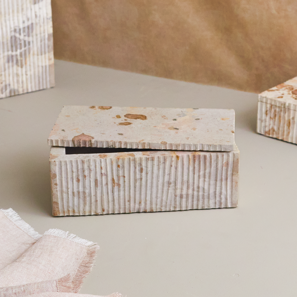 Ataca Marble Box, Large Tea + Linen