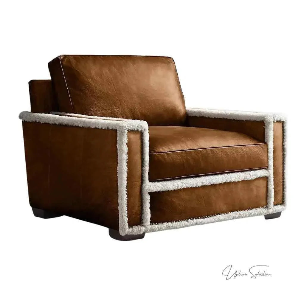 Austin Brown Benchmade Aniline Leather Club Chair LOOMLAN