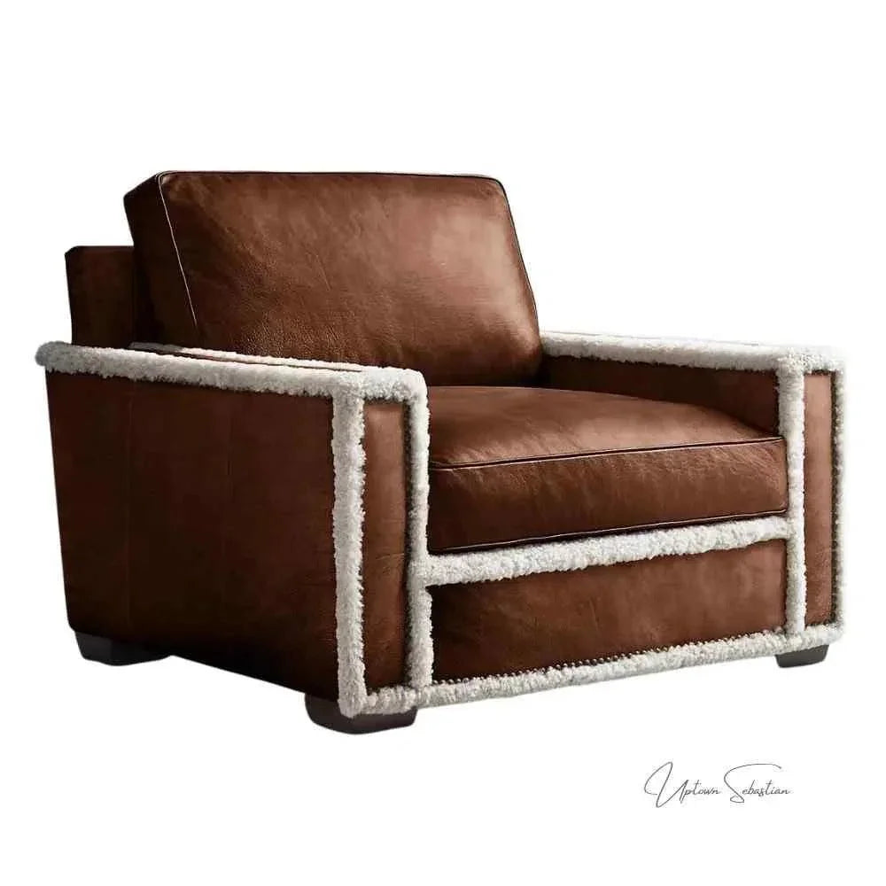 Austin Brown Benchmade Aniline Leather Club Chair LOOMLAN