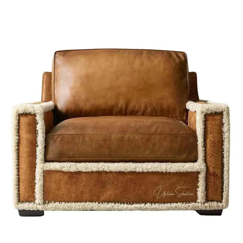 Austin Brown Benchmade Aniline Leather Club Chair LOOMLAN