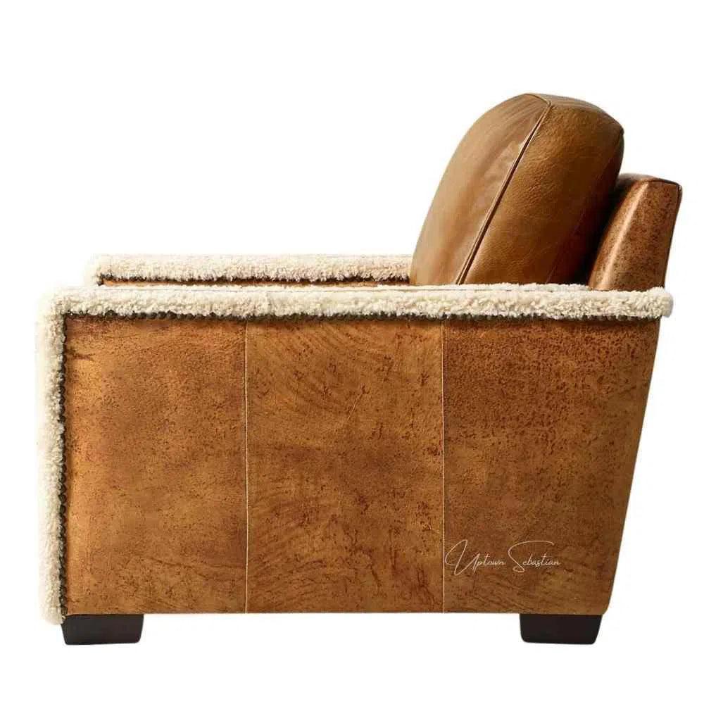 Austin Brown Benchmade Aniline Leather Club Chair LOOMLAN
