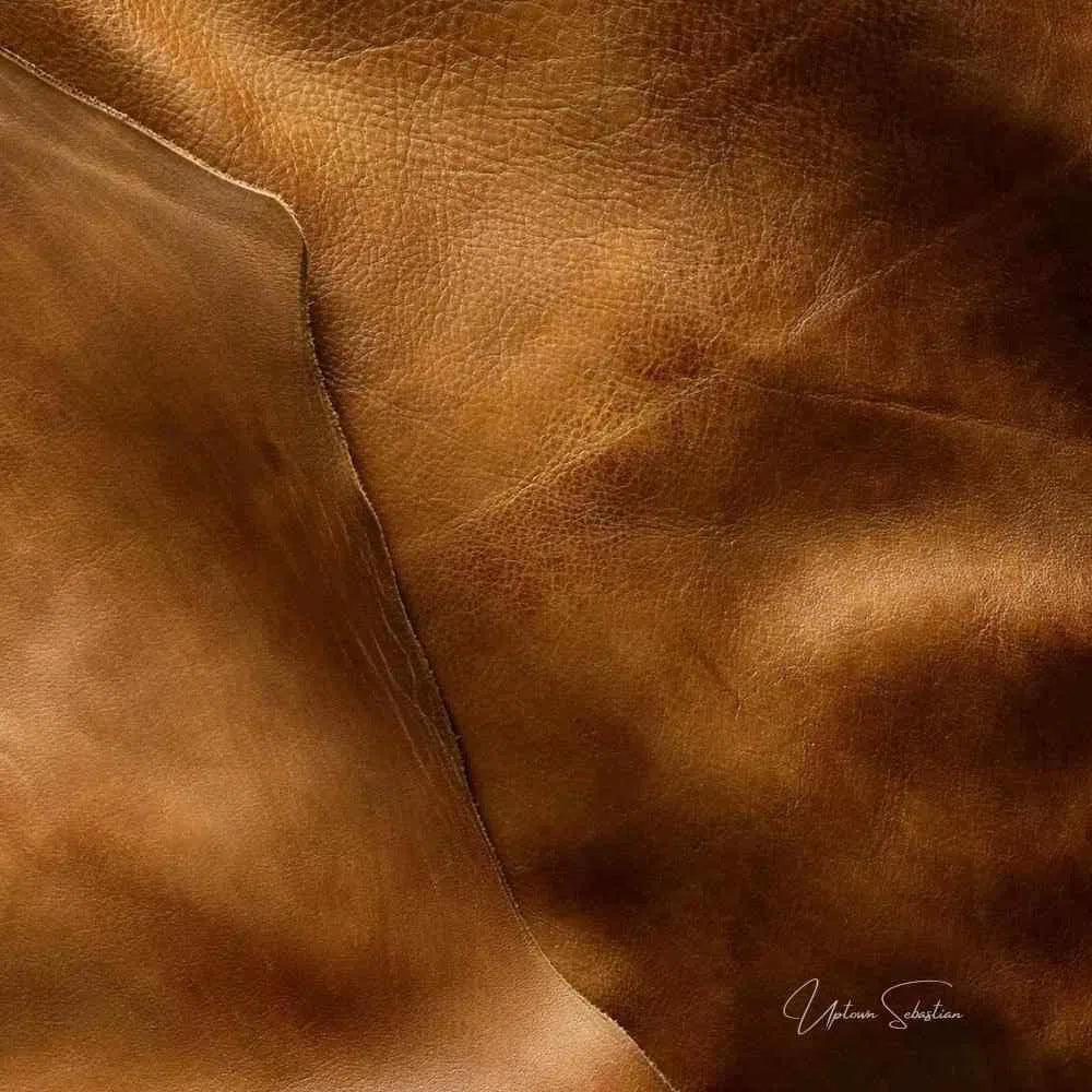 Austin Brown Benchmade Aniline Leather Ottoman LOOMLAN