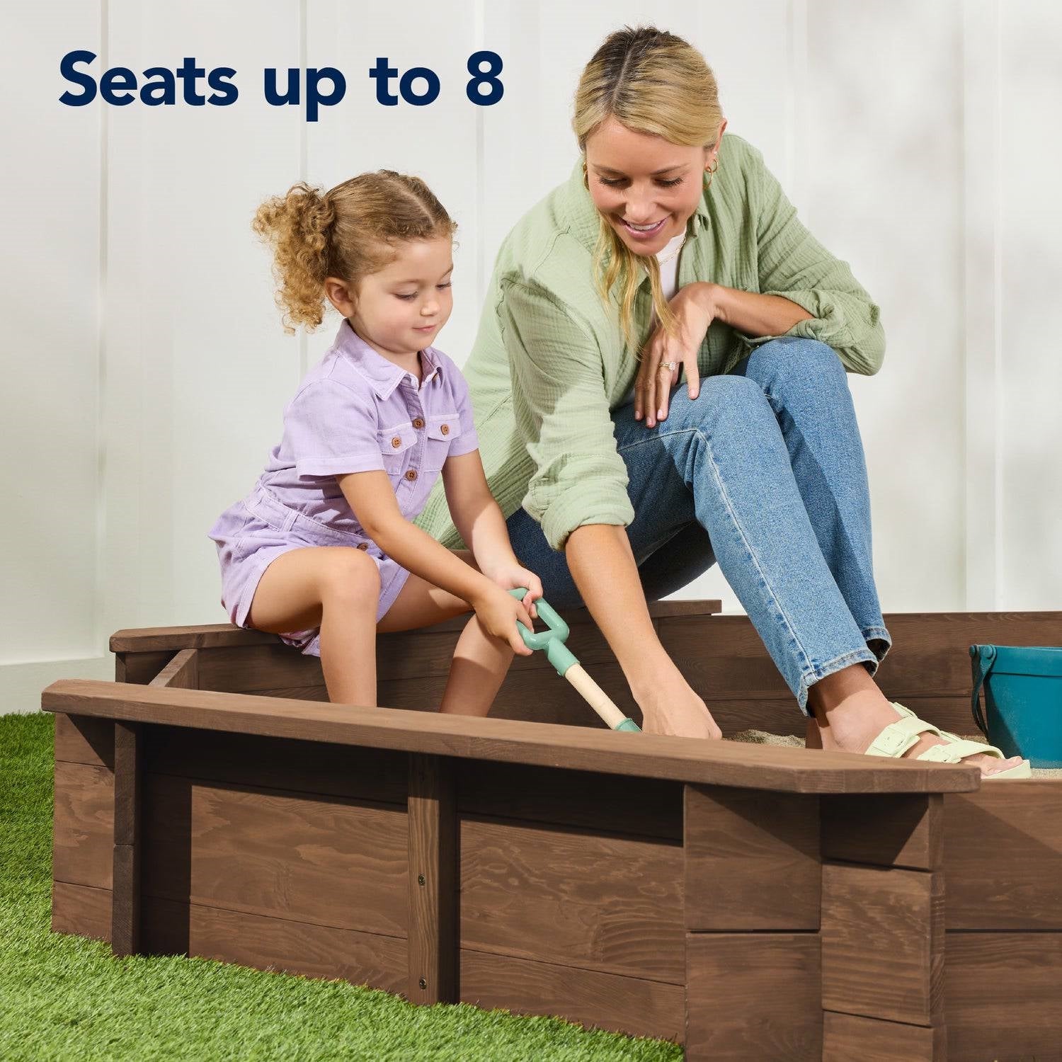 Kid's Octagonal Sandbox in Walnut Wood Finish HomePacific