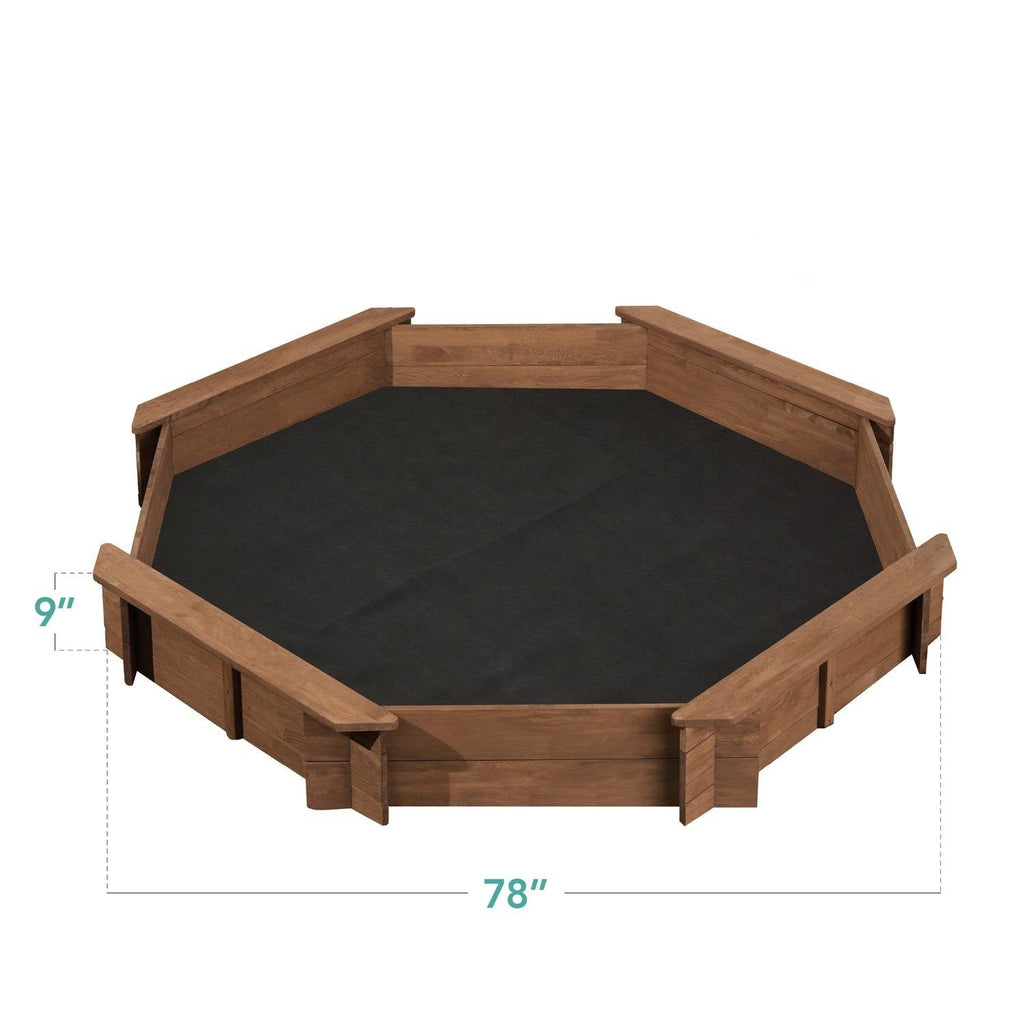 Kid's Octagonal Sandbox in Walnut Wood Finish HomePacific