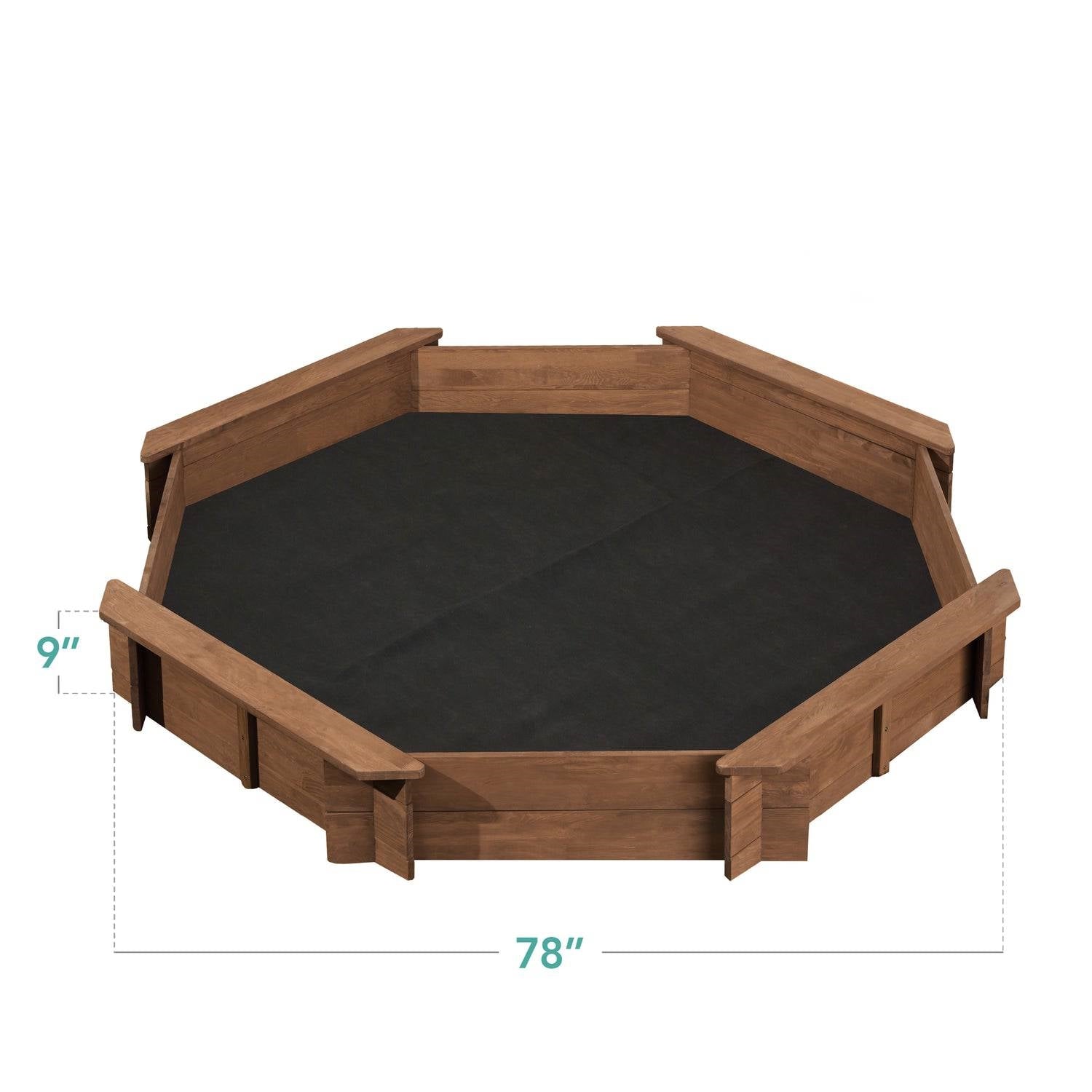 Kid's Octagonal Sandbox in Walnut Wood Finish HomePacific