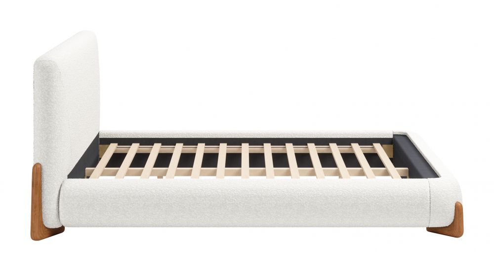 Baris Ivory Textured Fabric Bed LOOMLAN