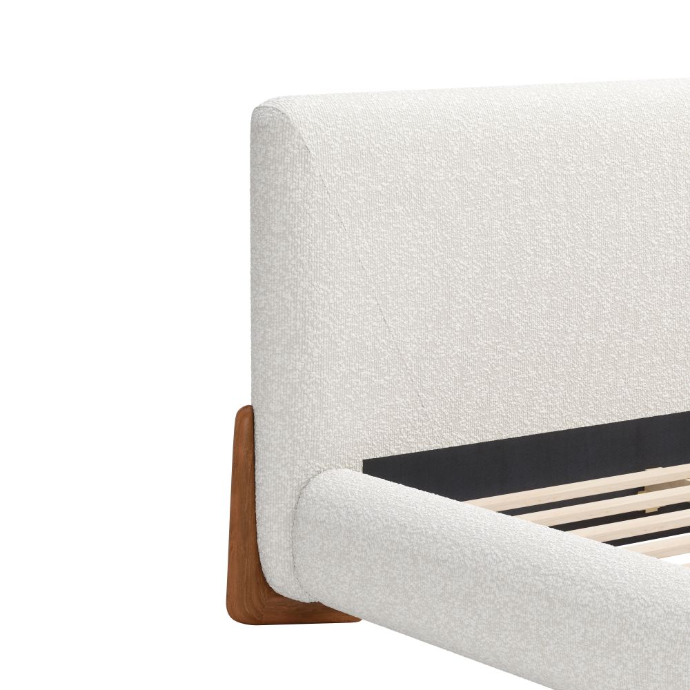 Baris Ivory Textured Fabric Bed LOOMLAN