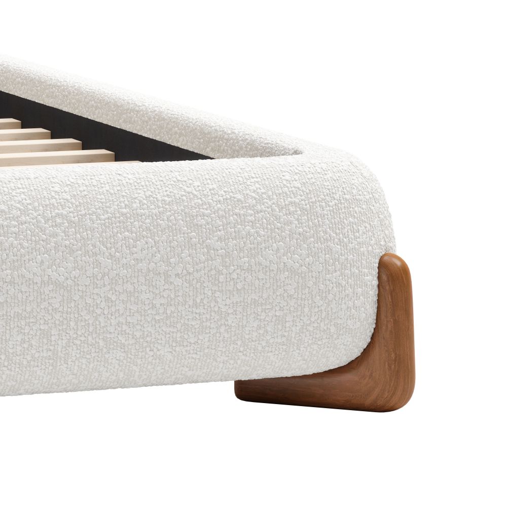 Baris Ivory Textured Fabric Bed LOOMLAN