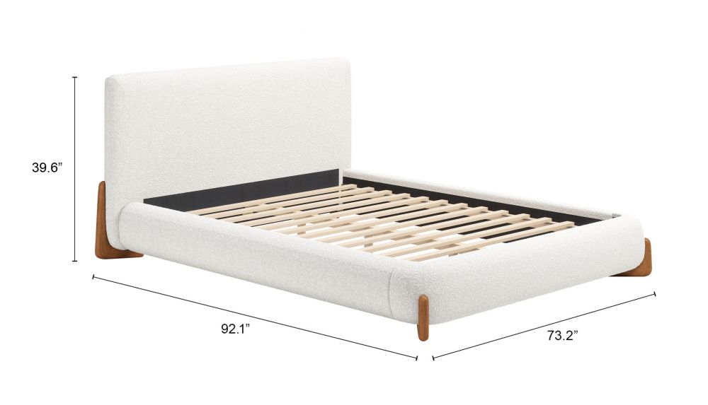 Baris Ivory Textured Fabric Bed LOOMLAN