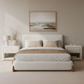 Baris Ivory Textured Fabric Bed LOOMLAN