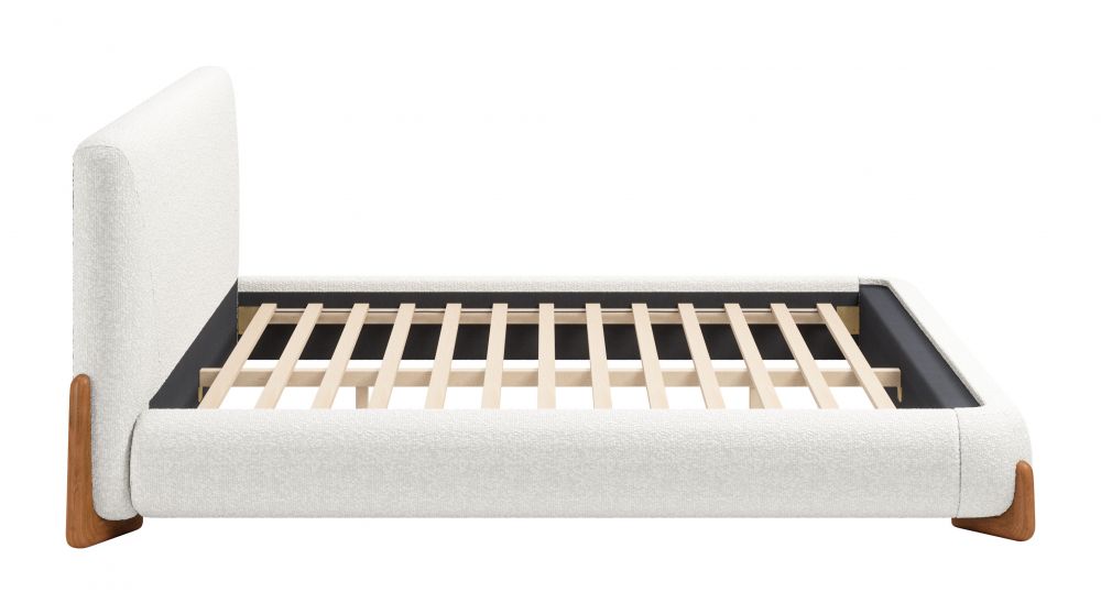 Baris Ivory Textured Fabric Bed LOOMLAN