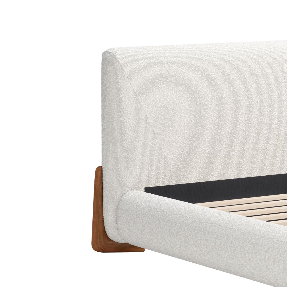 Baris Ivory Textured Fabric Bed LOOMLAN