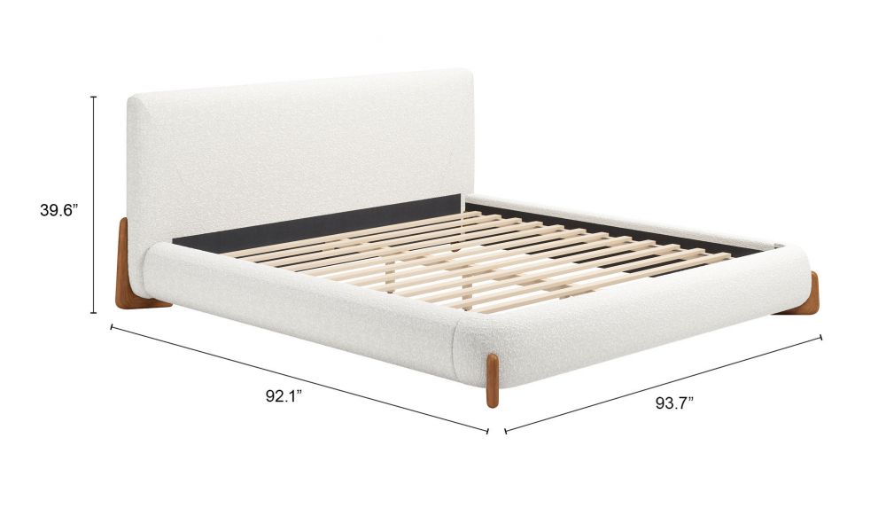 Baris Ivory Textured Fabric Bed LOOMLAN