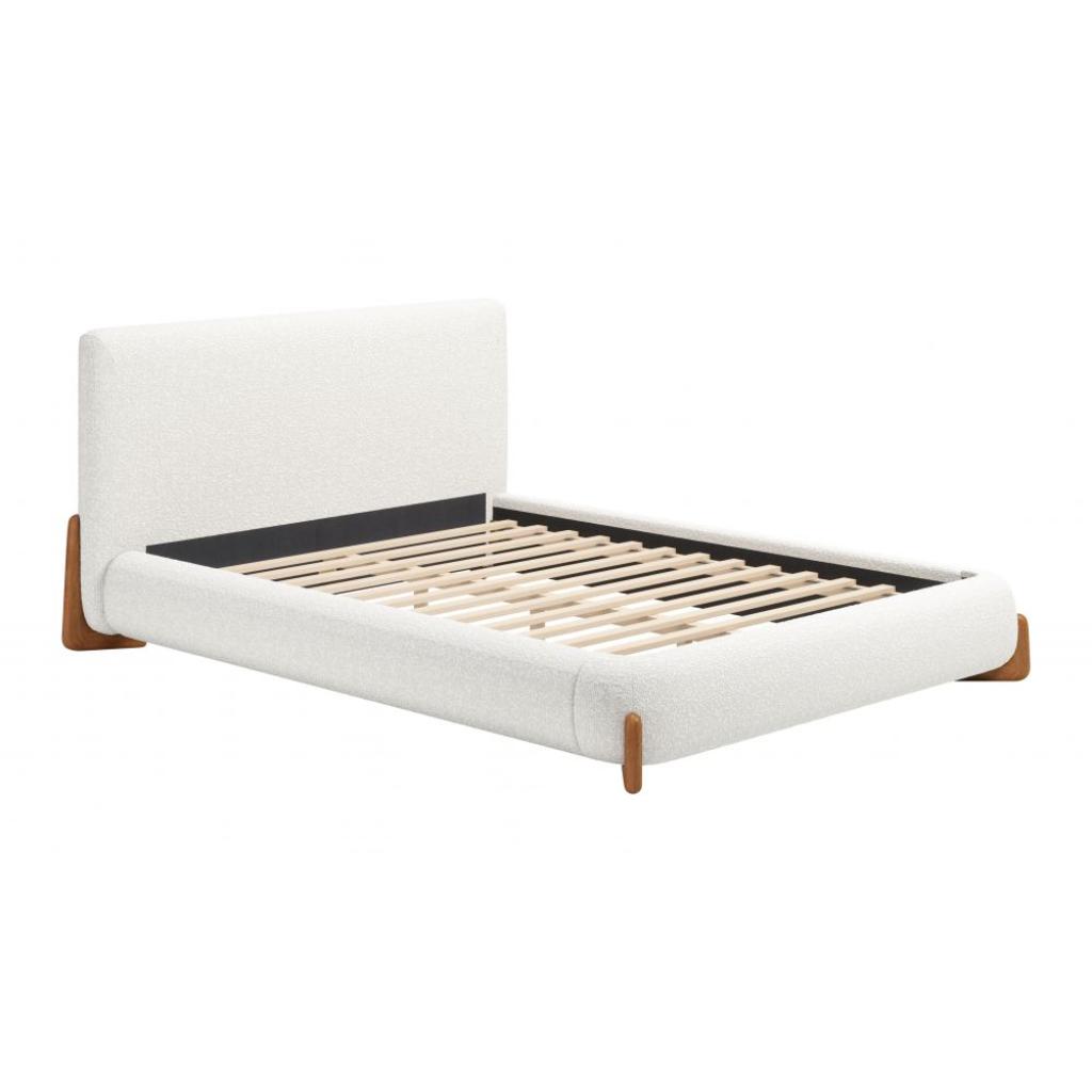 Baris Ivory Textured Fabric Bed LOOMLAN