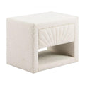 Baris Ivory Textured Fabric Nightstand Ivory LOOMLAN