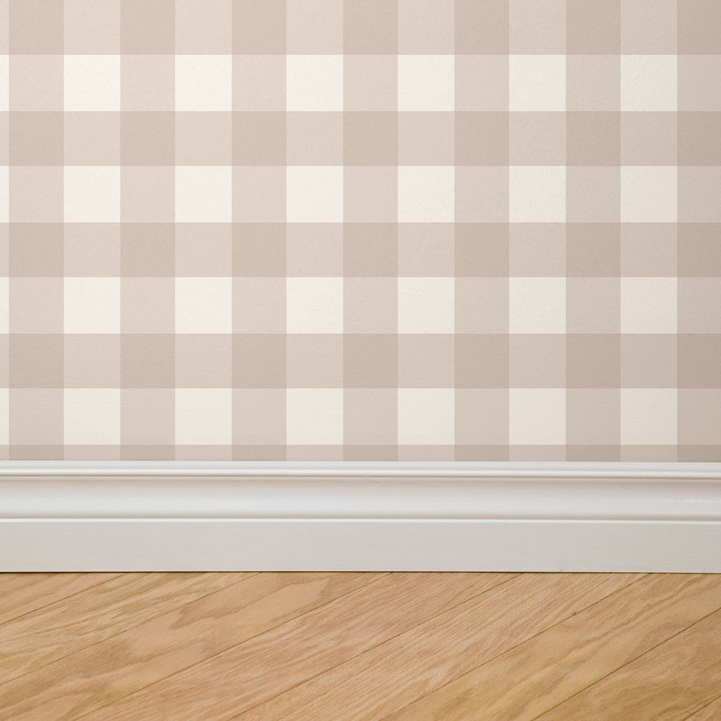 Willowside Gingham (Tan) Wallpaper WALL BLUSH