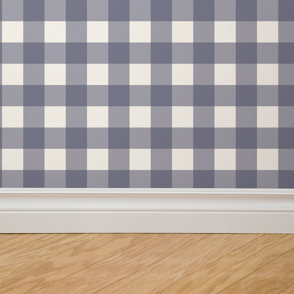 Simply Gingham Small (Navy) Wallpaper WALL BLUSH