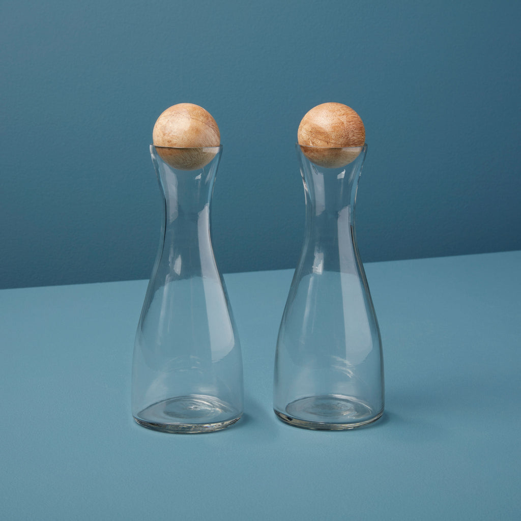 Glass & Mango Wood Cruet Set Tea + Linen