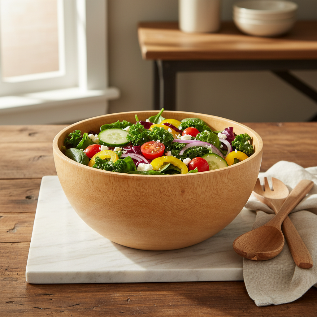 Kiln Mango Wood Salad Bowl Tea + Linen