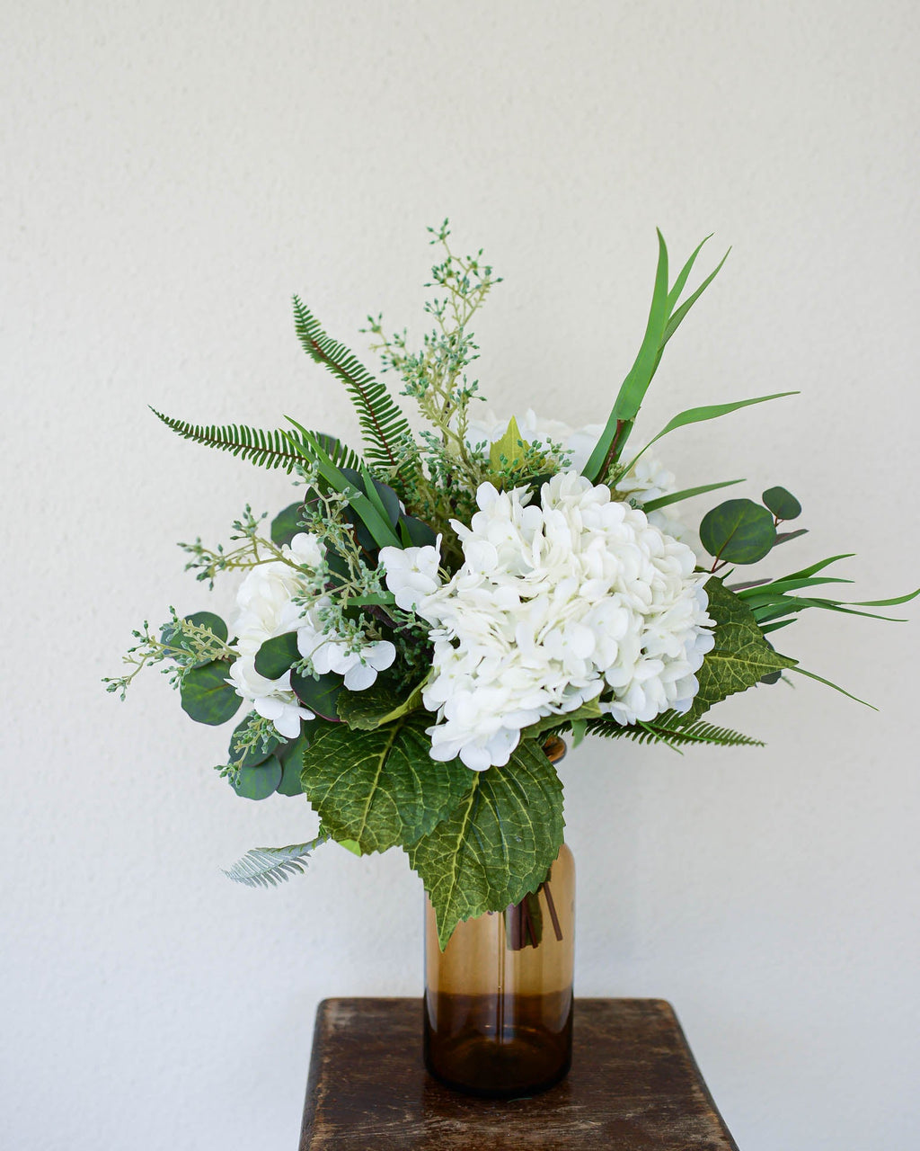 Real Touch Triple White Hydrangea Bouquet Drop In Branches Designs