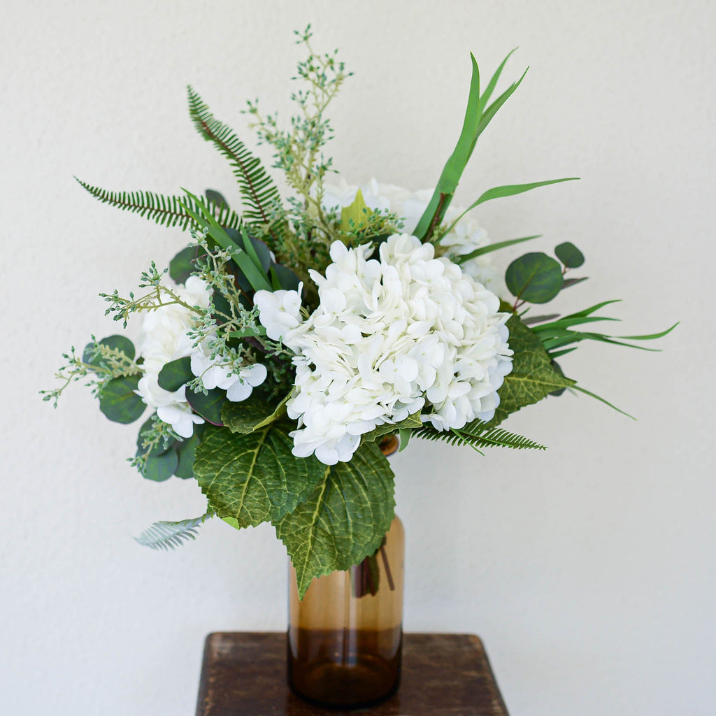 Real Touch Triple White Hydrangea Bouquet Drop In Branches Designs