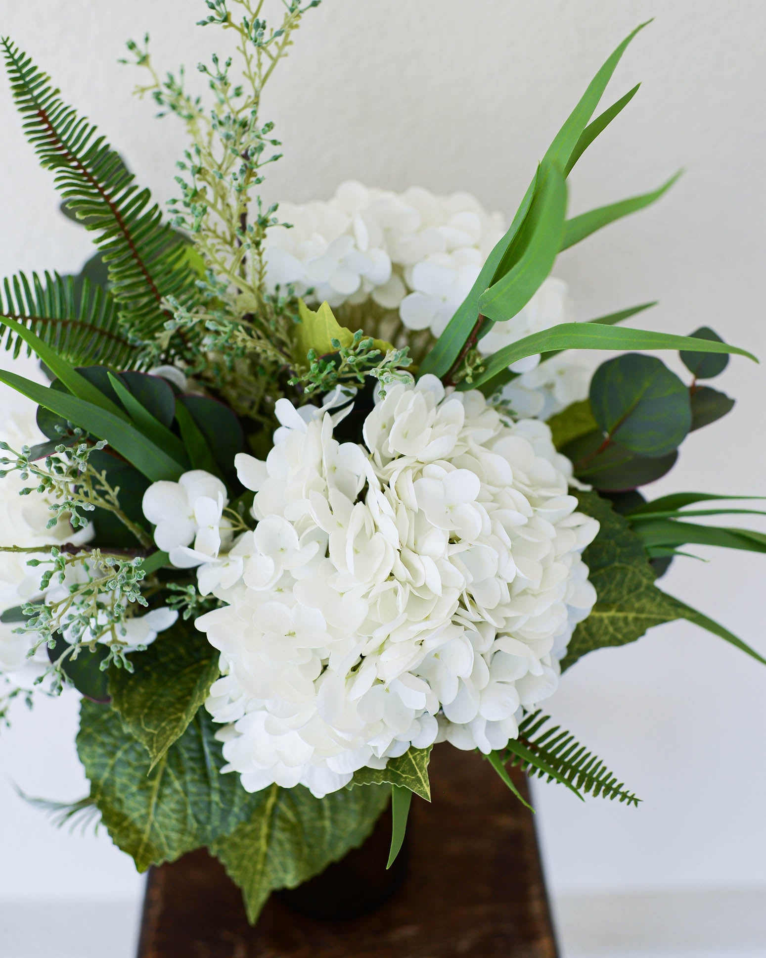 Real Touch Triple White Hydrangea Bouquet Drop In Branches Designs