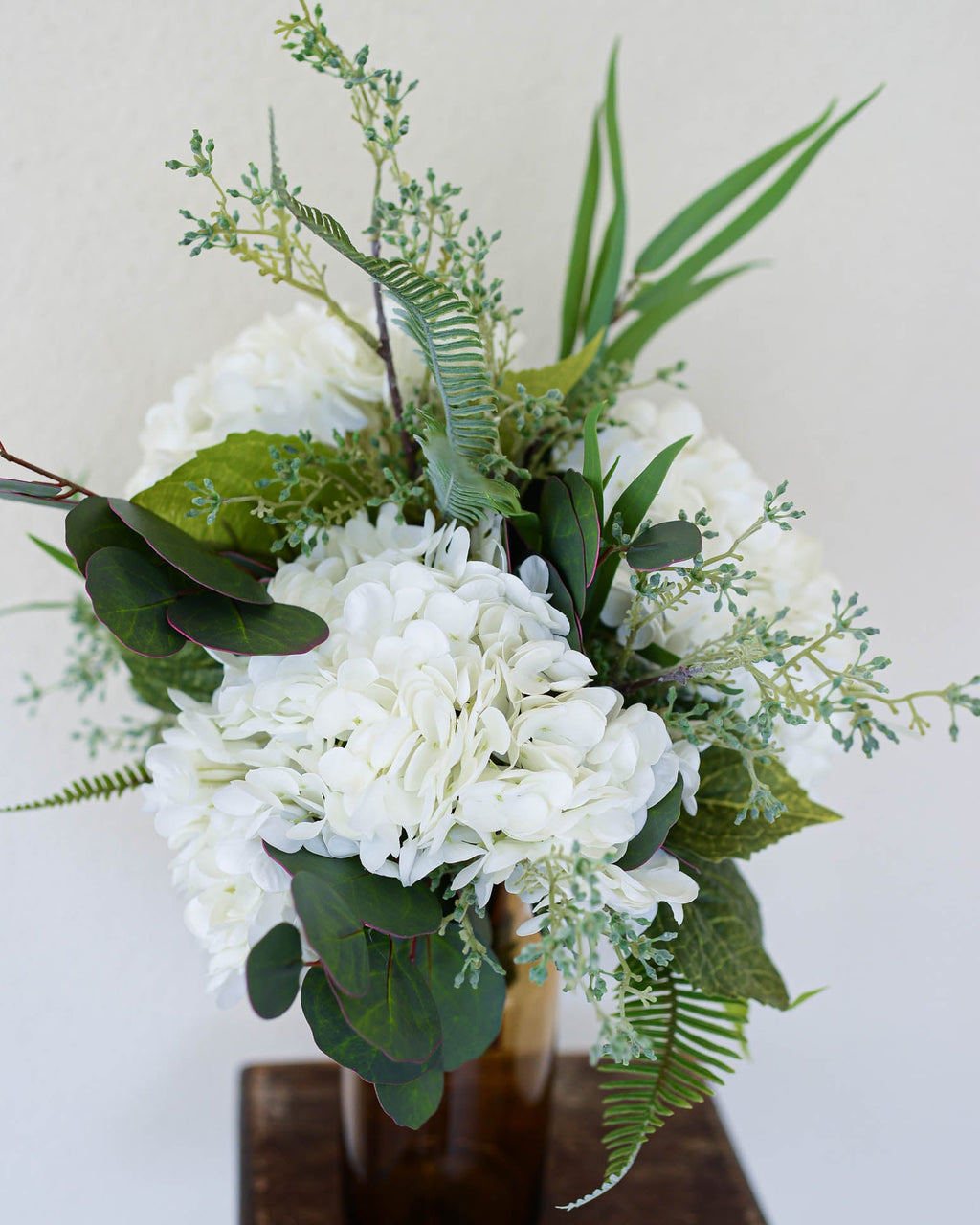 Real Touch Triple White Hydrangea Bouquet Drop In Branches Designs