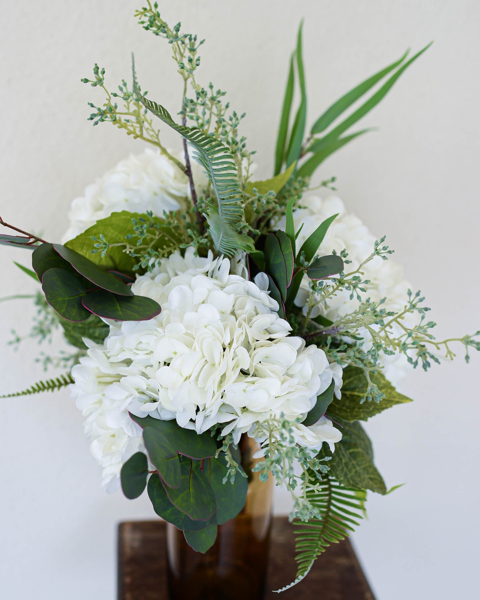 Real Touch Triple White Hydrangea Bouquet Drop In Branches Designs