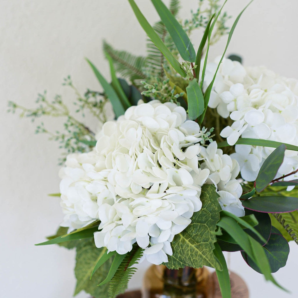 Real Touch Triple White Hydrangea Bouquet Drop In Branches Designs