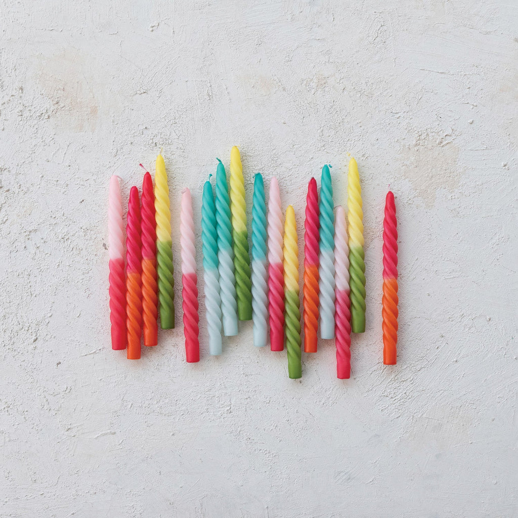 Ombre Aqua Unscented Twisted Taper Candles | Set of 2 Rust & Cinder