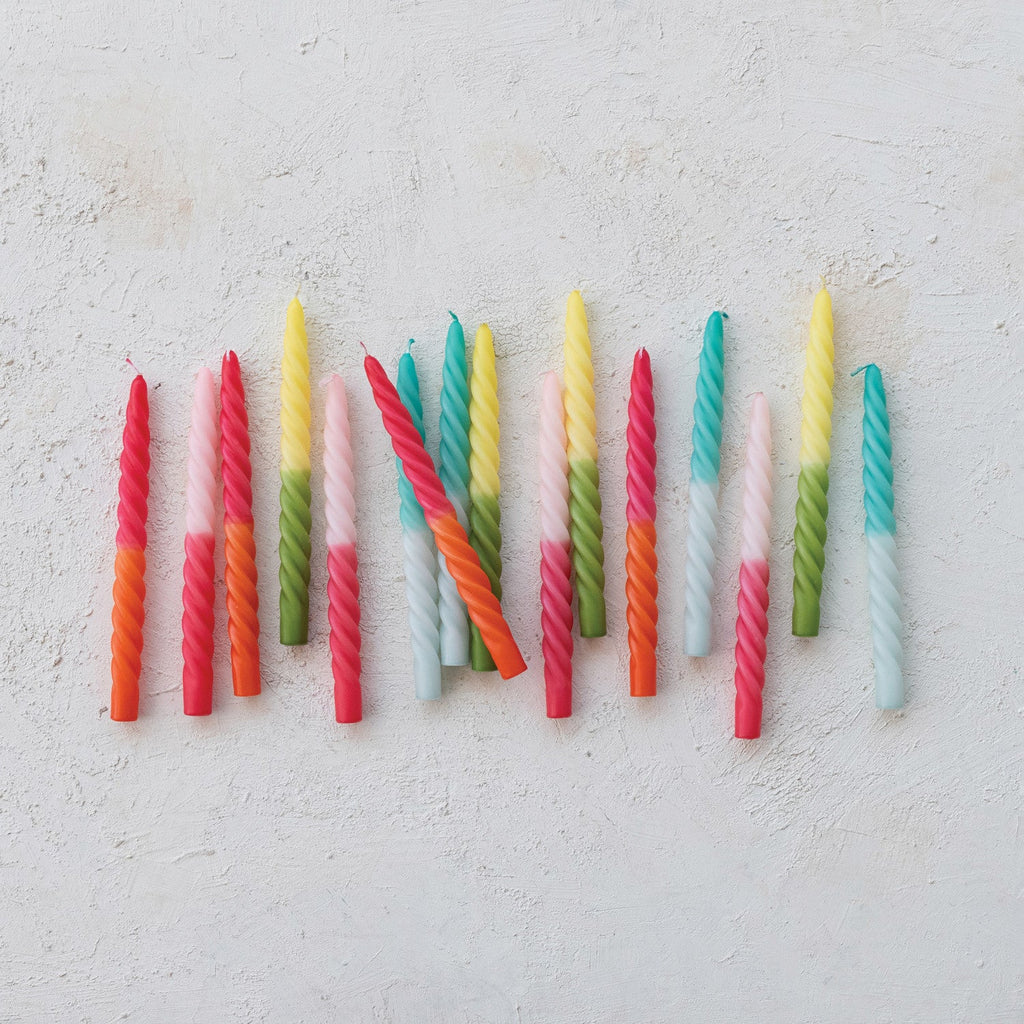 Ombre Aqua Unscented Twisted Taper Candles | Set of 2 Rust & Cinder