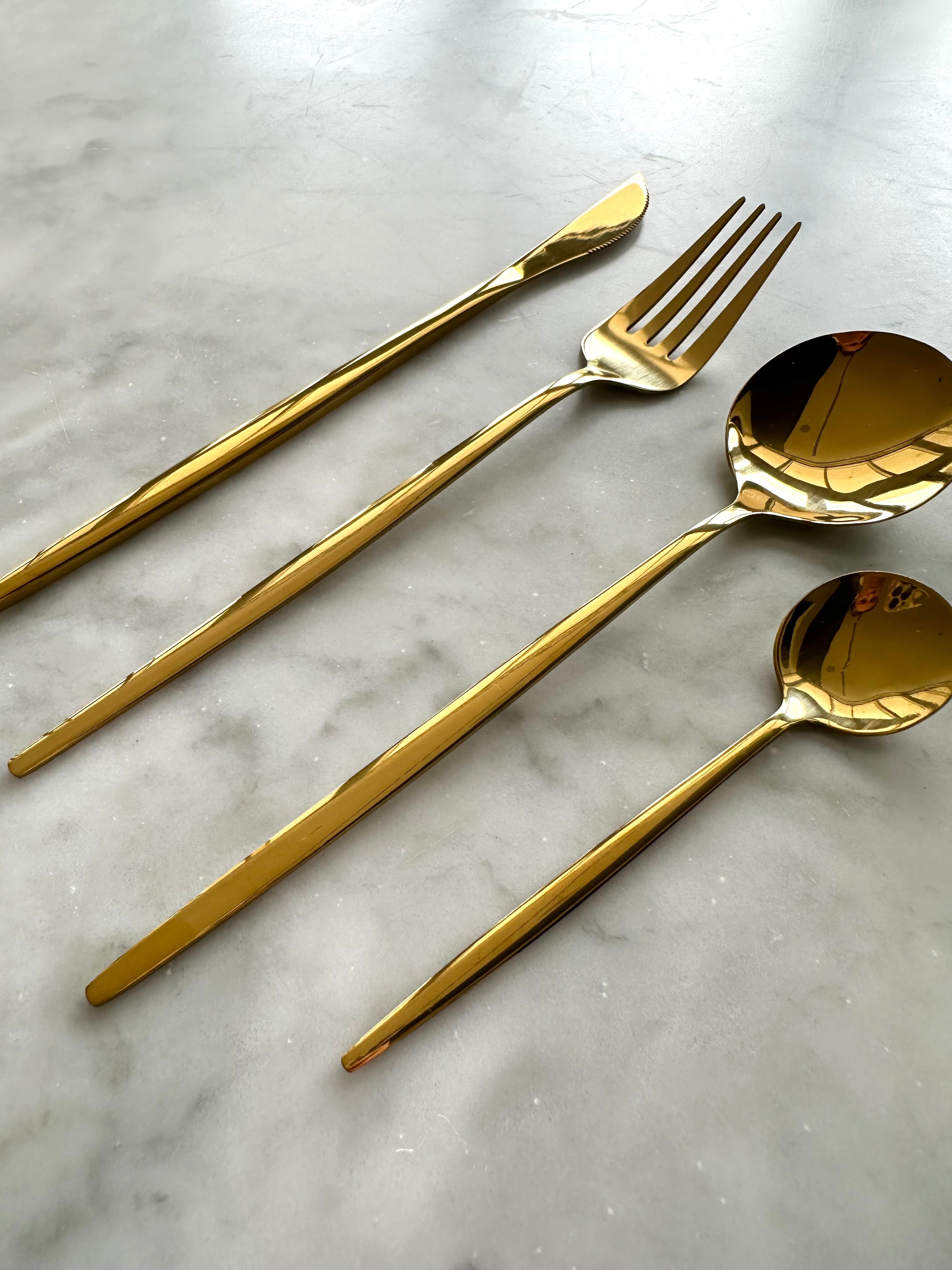 Monaco Gold Flatware Set - 16 Piece Busa Designs