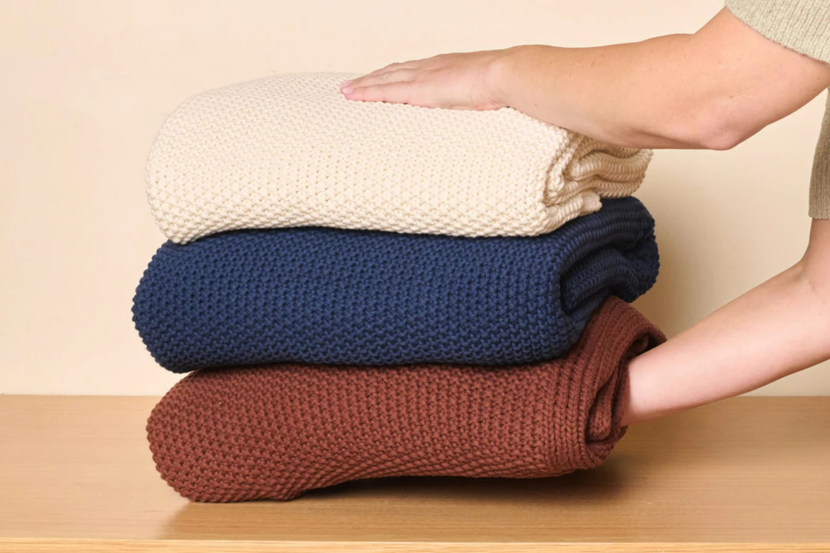 Cozy Knit Cotton Throw Blanket Moon Pod