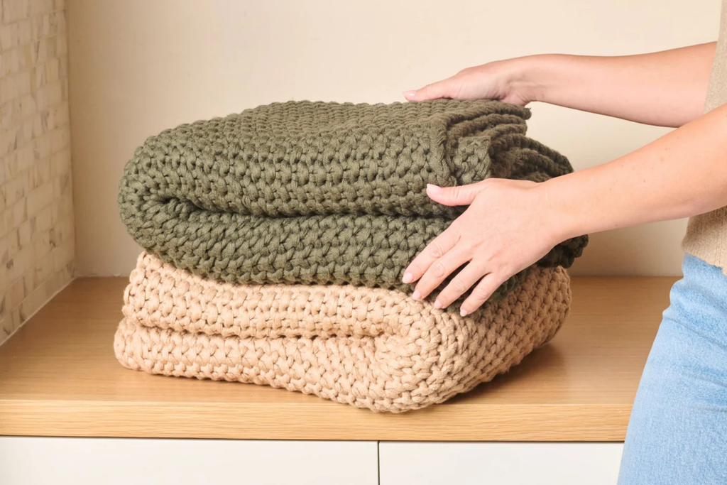 Cozy Knit Cotton Throw Blanket Moon Pod