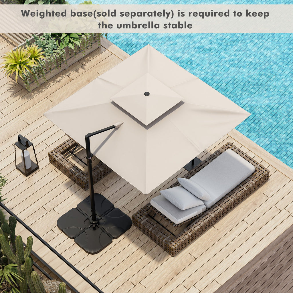 9.5 Feet Cantilever Patio Umbrella with 360° Rotation and Double Top DirectDeals