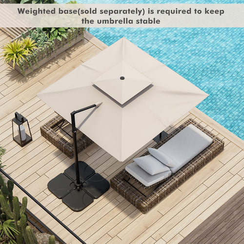 9.5 Feet Cantilever Patio Umbrella with 360° Rotation and Double Top DirectDeals