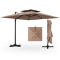 9.5 Feet Cantilever Patio Umbrella with 360° Rotation and Double Top DirectDeals